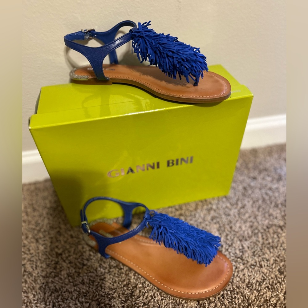 Gianni Bini Royal Blue Fringe Sandals